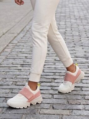 SOREL Kinetic Impact Strap Slip-On Sneakers | Pink & White Mesh, Sz 7.5